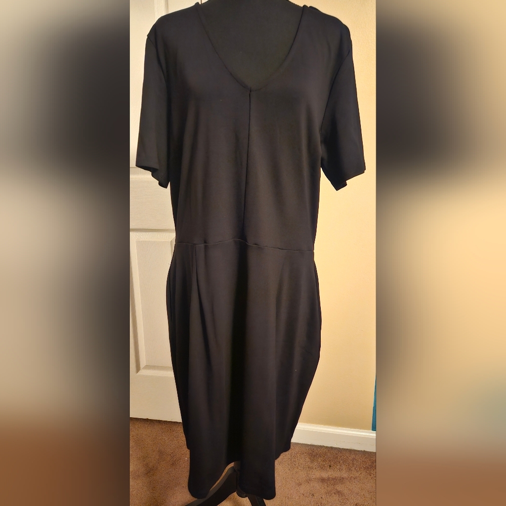 Maurices Black Sheath Midi Dress V Neck